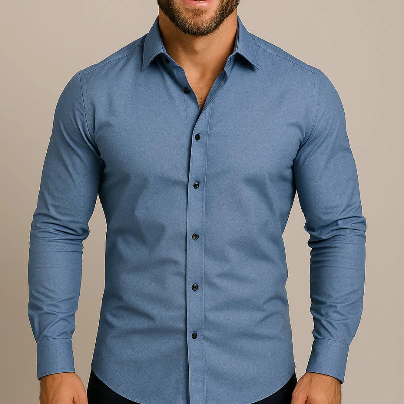 Men's Slim Fit Long Sleeve Button Down Shirt - Image 16