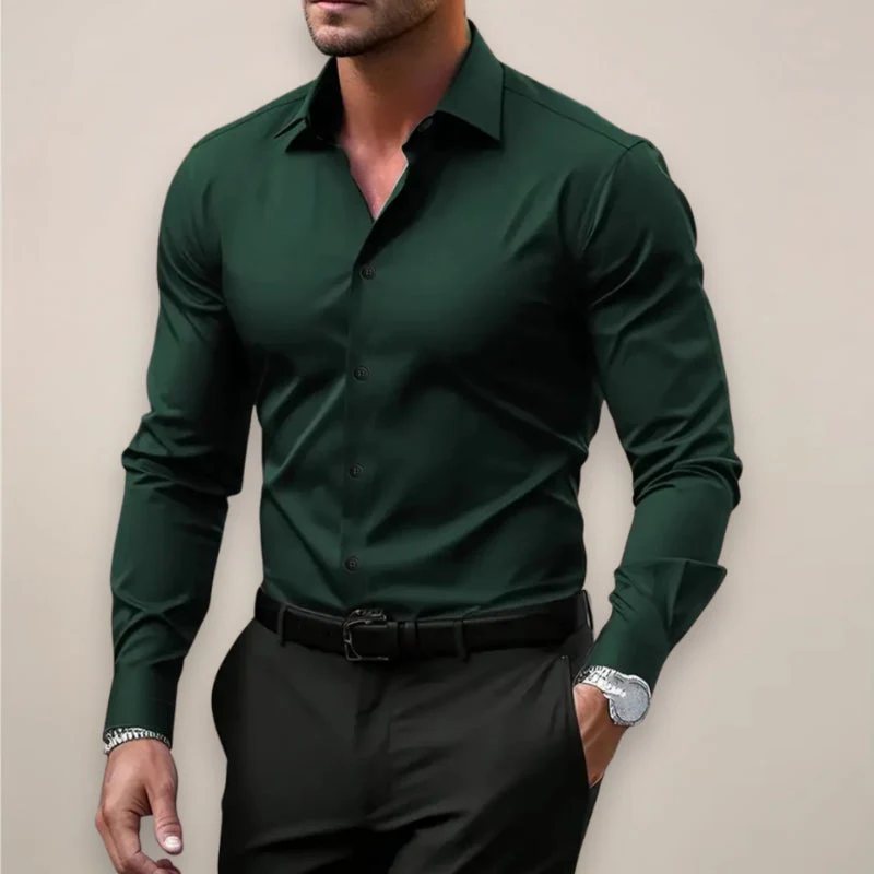 Men's Slim Fit Long Sleeve Button Up Shirt - Image 10