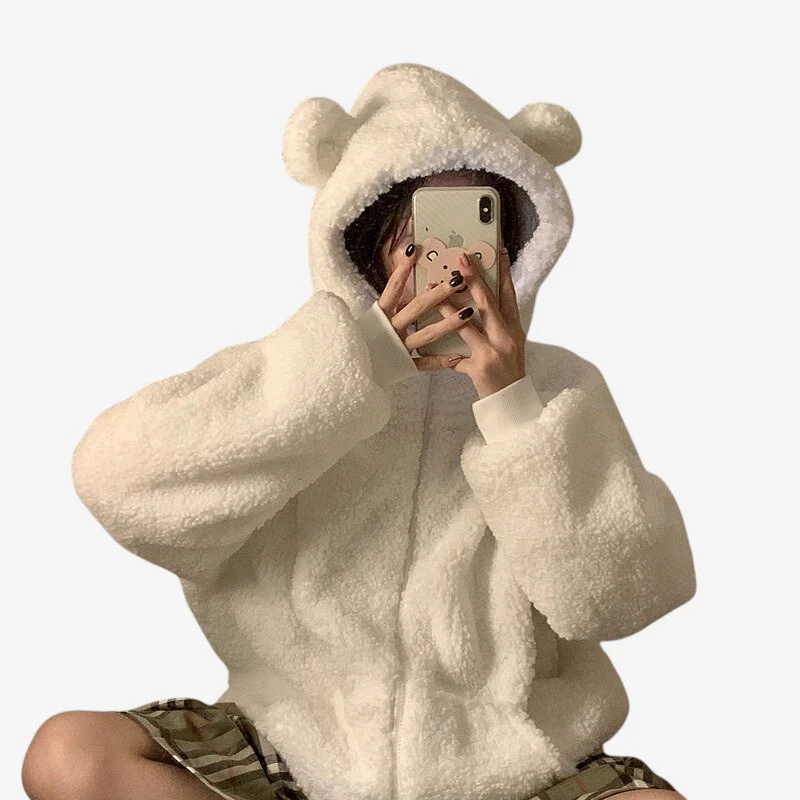 Mia – Women's Long Sleeve Sweater with Ears Hoodie
