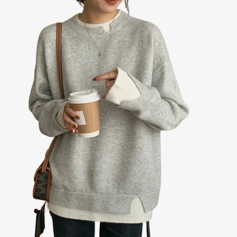 Mia – Women's Ribbed Collar Sweater - Image 2