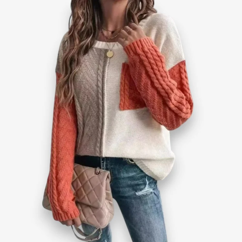 Mia – Women's Long Sleeve Crew Neck Sweater - Image 3