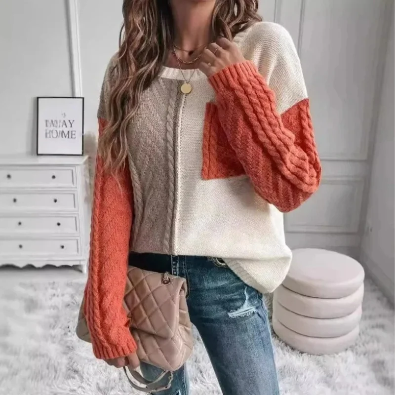 Mia – Women's Long Sleeve Crew Neck Sweater - Image 4