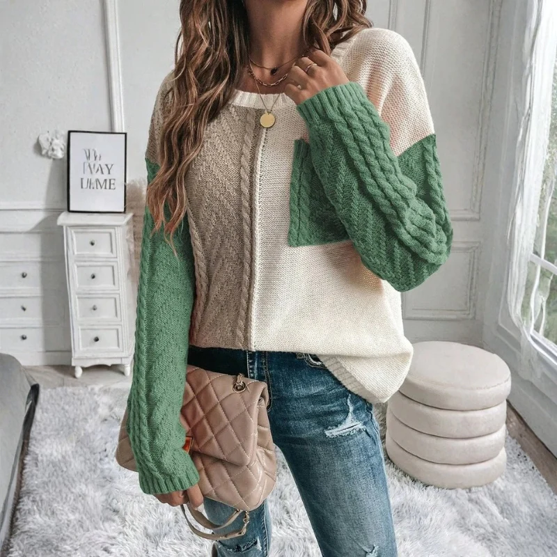 Mia – Women's Long Sleeve Crew Neck Sweater - Image 6