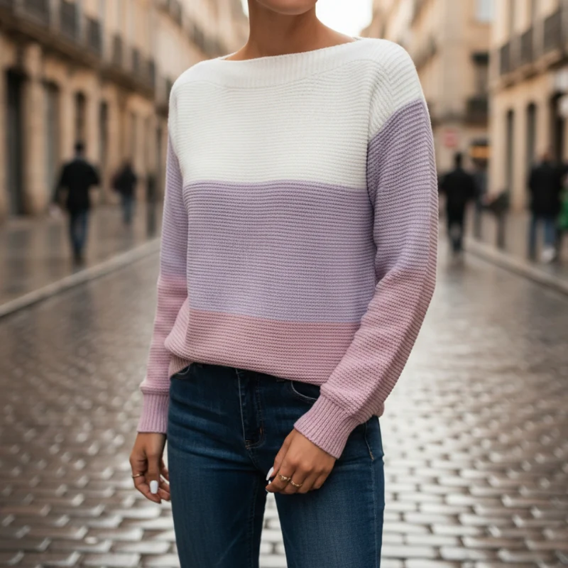 Mia – Women's Long Sleeve Crew Neck Sweater - Image 6