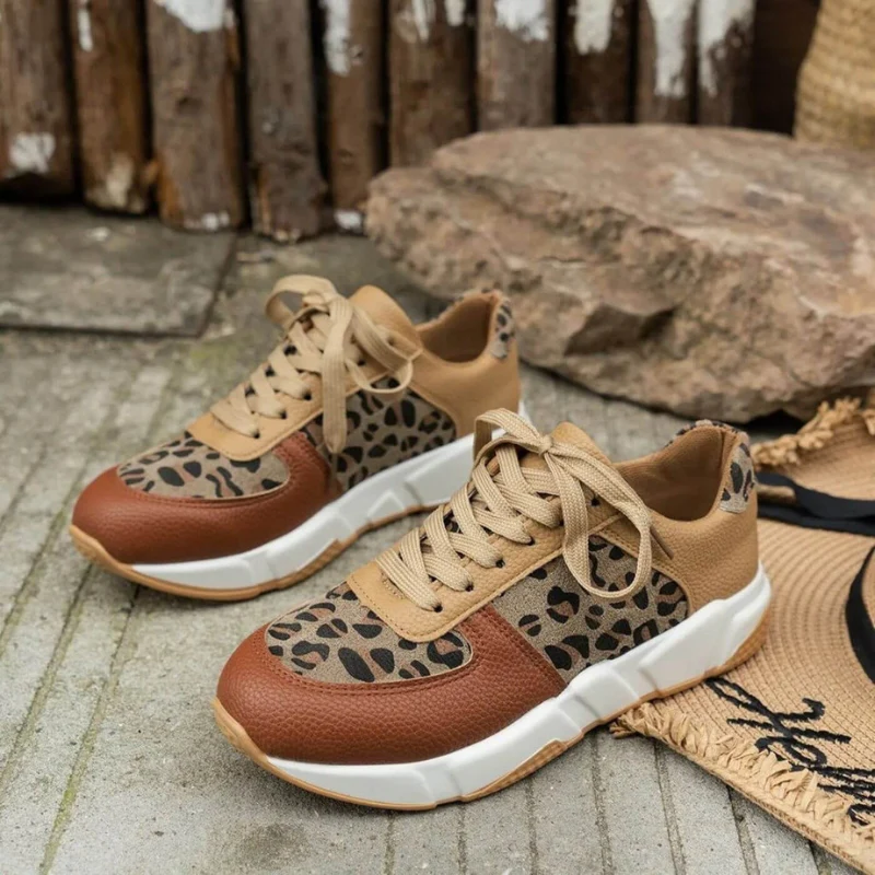 Mia – Round Toe Boots with Leopard Print and Adjustable Laces - Image 2