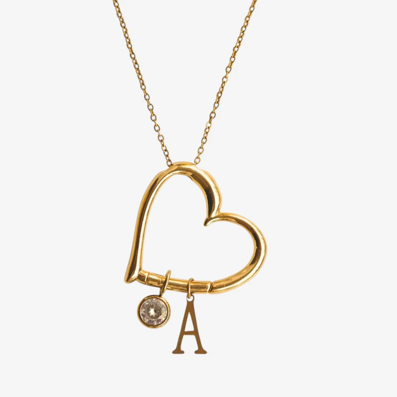 Heart Pendant Necklace with Letter Design