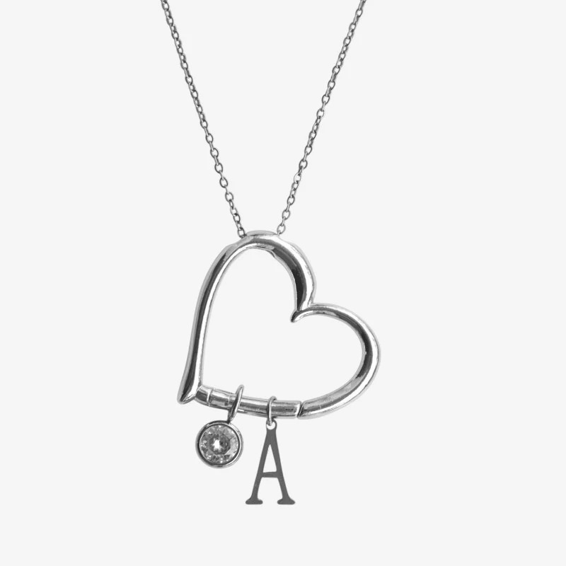 Heart Pendant Necklace with Letter Design - Image 2