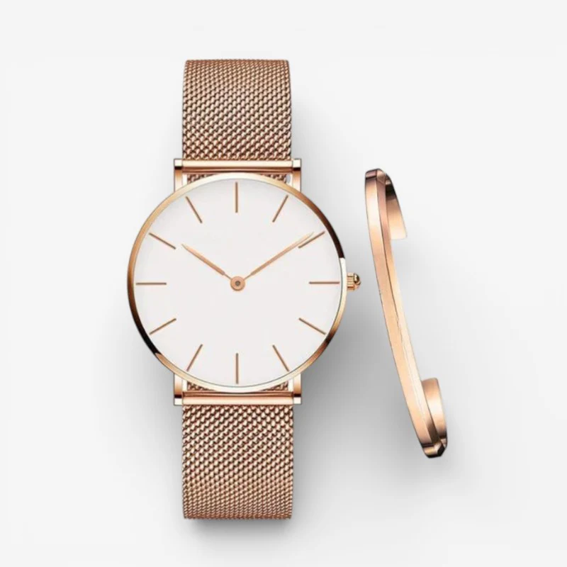 Watch with Adjustable Strap and Matching Bracelet - Image 2