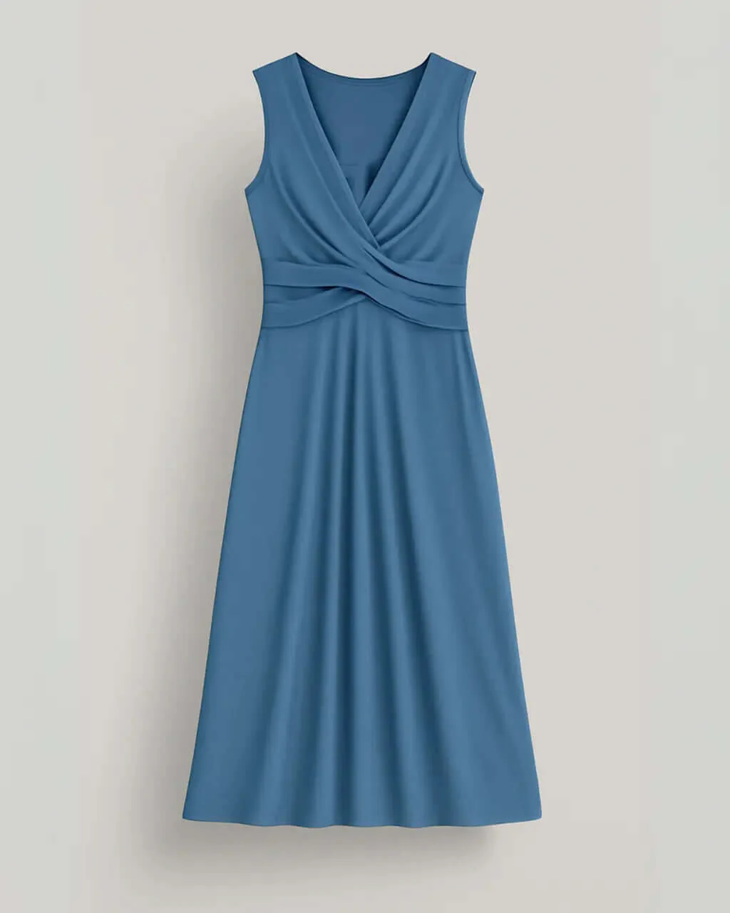 Sleeveless Polyester Midi Dress with V-Neck - Image 3