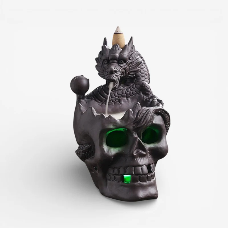 MysticFlow – LED Decorative Ornament with Skull and Dragon