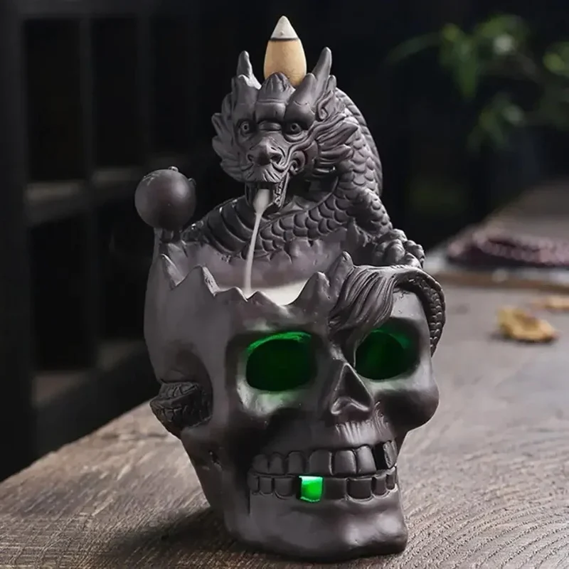 MysticFlow – LED Decorative Ornament with Skull and Dragon - Image 3