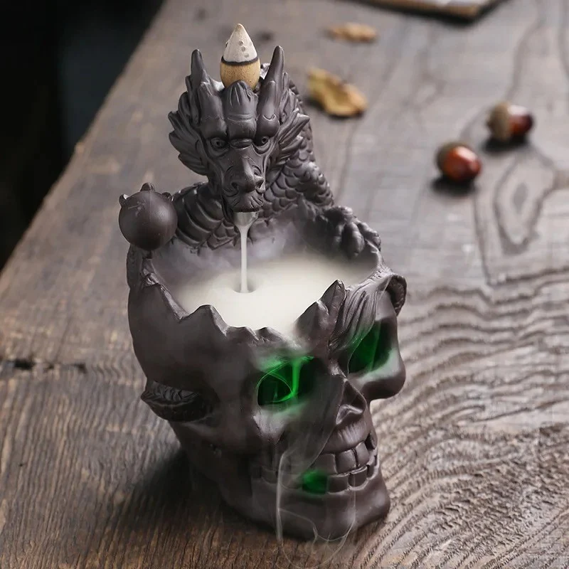 MysticFlow – LED Decorative Ornament with Skull and Dragon - Image 4