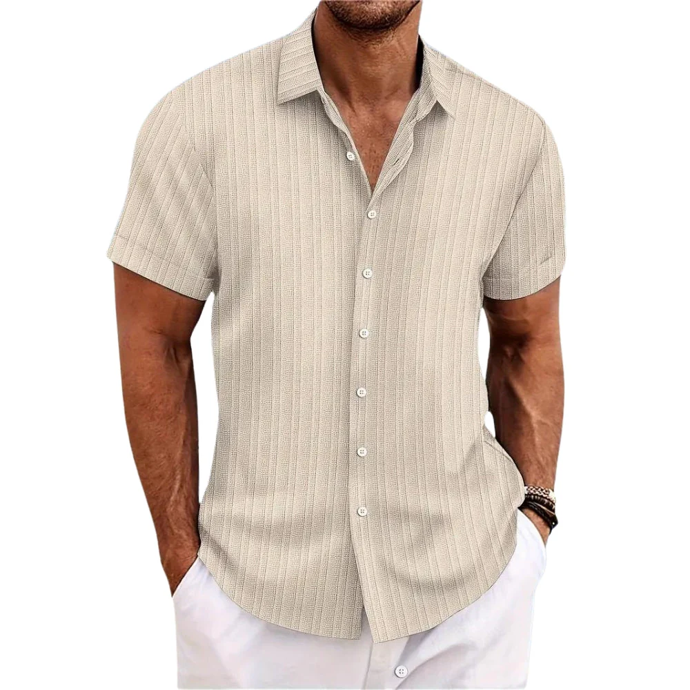 Nathan – Men's Short-Sleeve Shirt with Turned-Up Collar and Button Fastening | Loose Fit | Casual to Smart-Casual Summer Look - Image 3