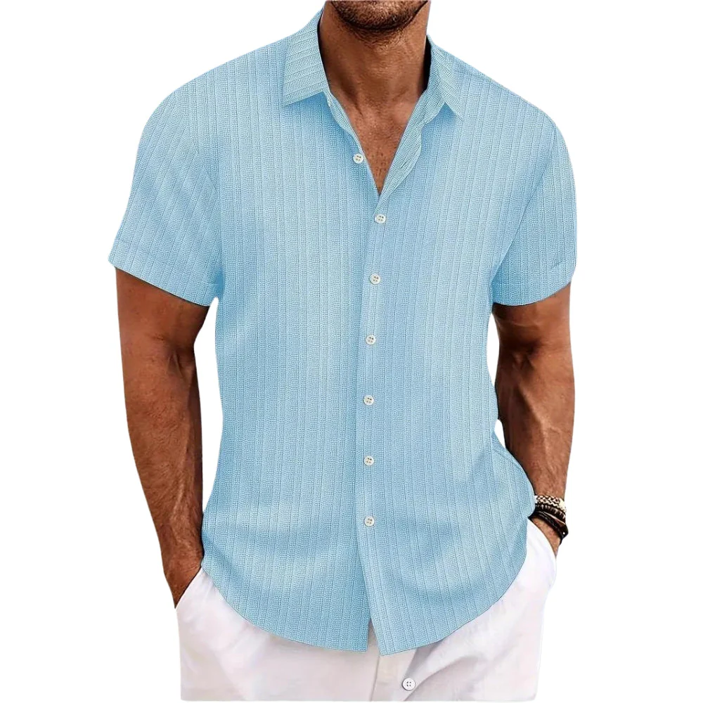 Nathan – Men's Short-Sleeve Shirt with Turned-Up Collar and Button Fastening | Loose Fit | Casual to Smart-Casual Summer Look - Image 4