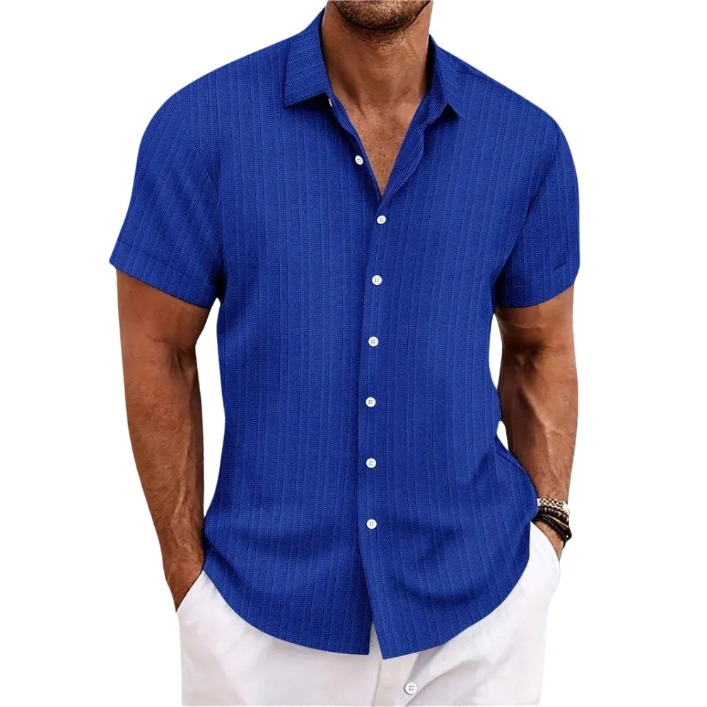 Nathan – Men's Short-Sleeve Shirt with Turned-Up Collar and Button Fastening | Loose Fit | Casual to Smart-Casual Summer Look - Image 5