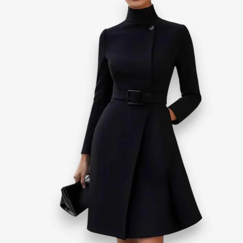 Noah – Women's Round Neck Belted Coat - Image 2