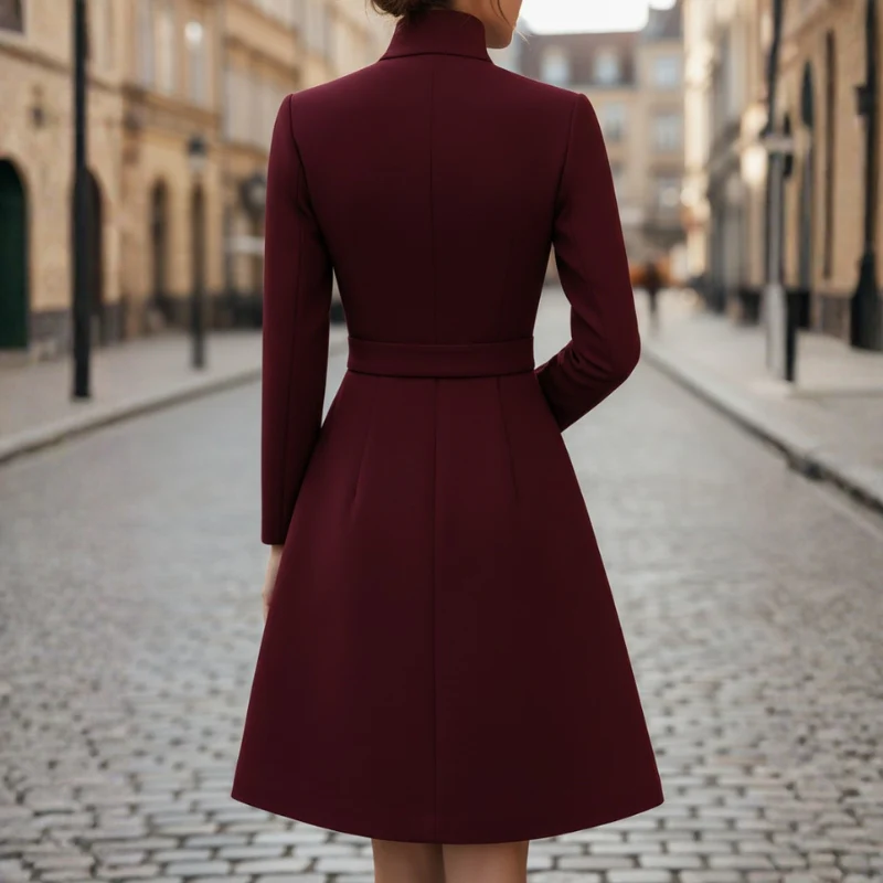Noah – Women's Round Neck Belted Coat - Image 4