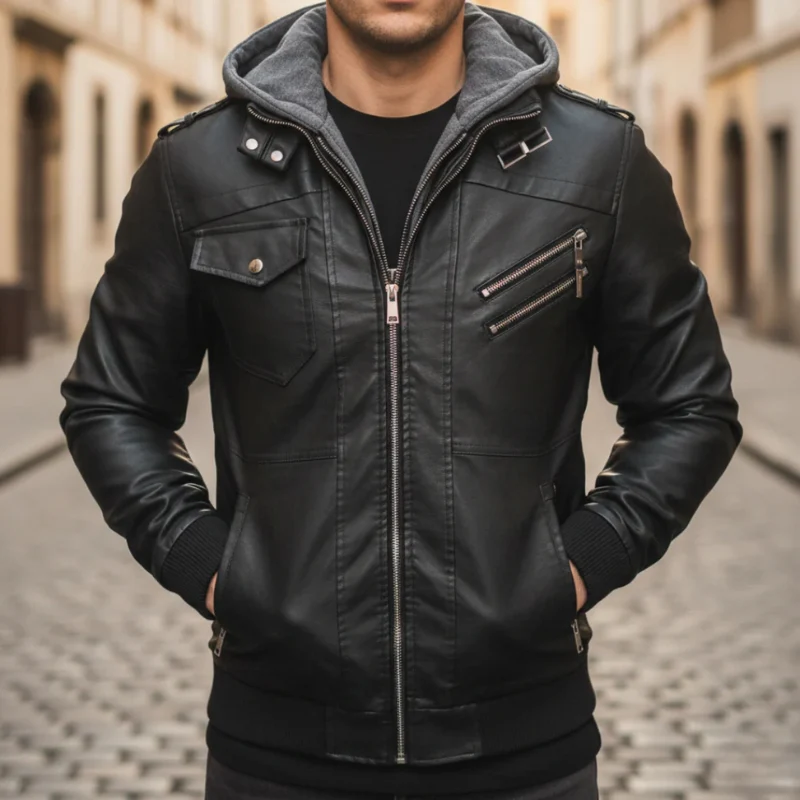 Noah – Long Sleeve Jacket with Zipper and Hoodie - Image 3