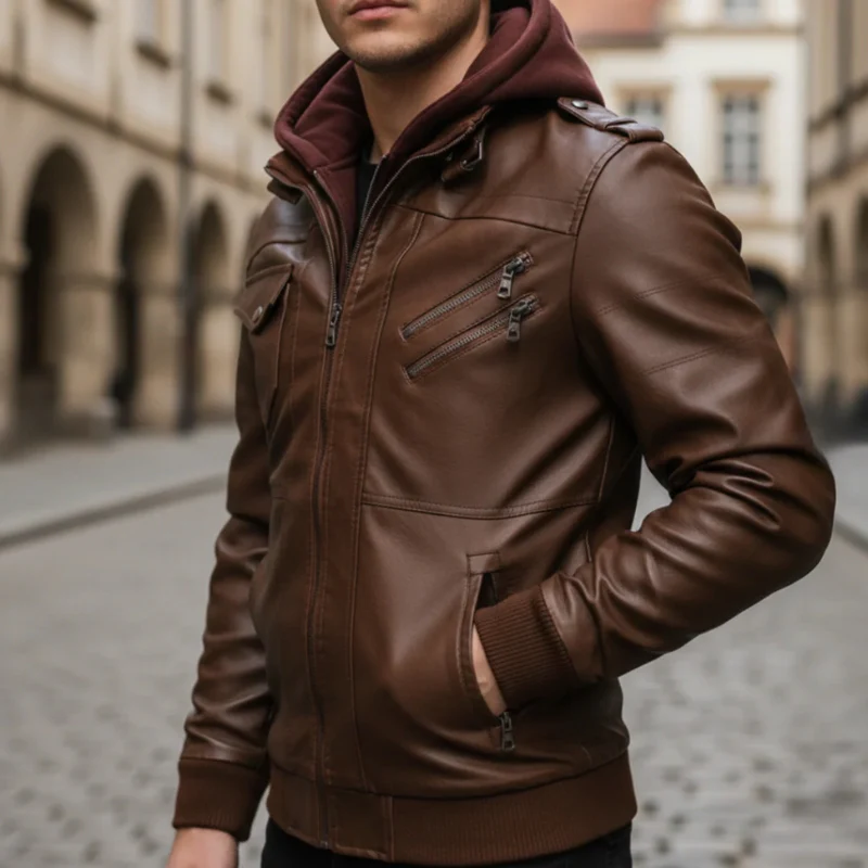 Noah – Long Sleeve Jacket with Zipper and Hoodie - Image 4