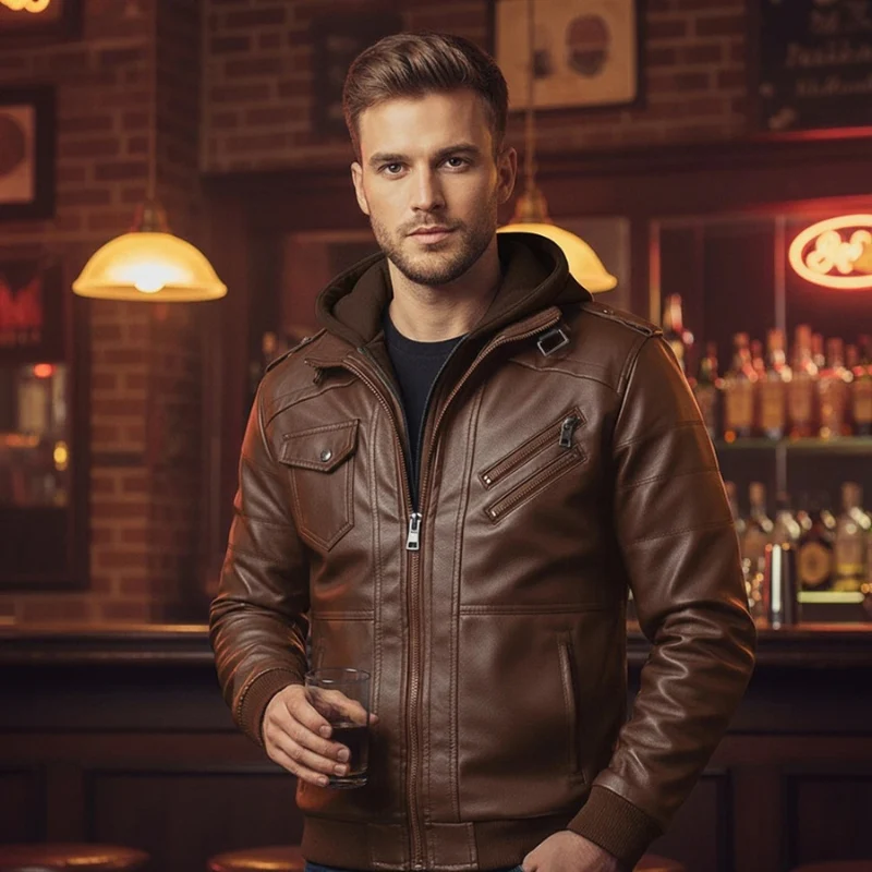 Noah – Long Sleeve Jacket with Zipper and Hoodie - Image 5