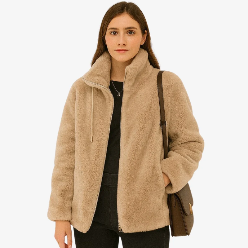 Nora – Long Sleeve Zip-Up Jacket with Stand Collar