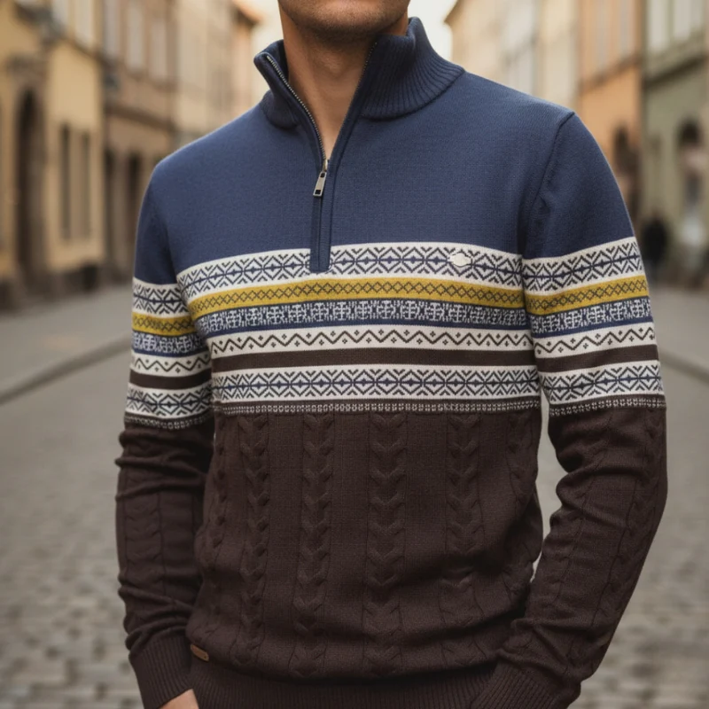 Oliver – Men's Long Sleeve Sweater with Zipper Closure - Image 10