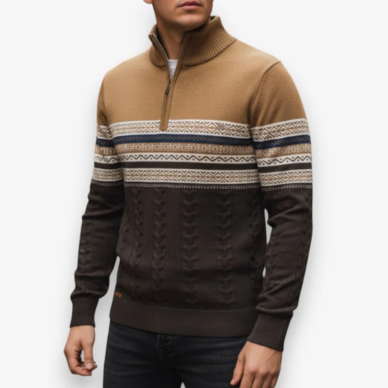 Oliver – Men's Long Sleeve Sweater with Zipper Closure - Image 4
