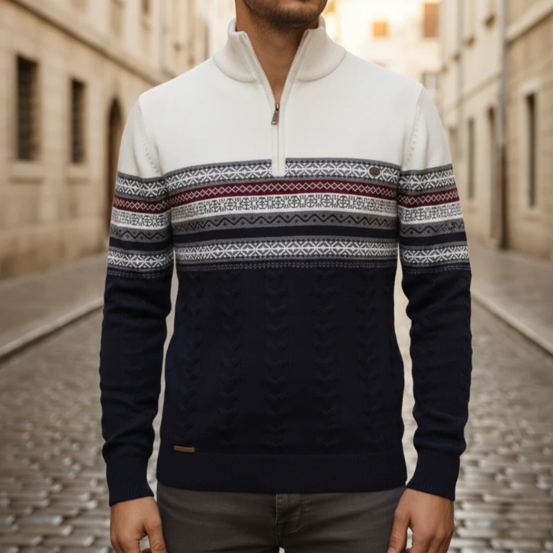 Oliver – Men's Long Sleeve Sweater with Zipper Closure - Image 7