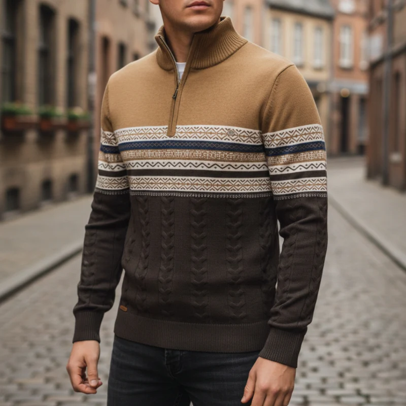 Oliver – Men's Long Sleeve Sweater with Zipper Closure - Image 9