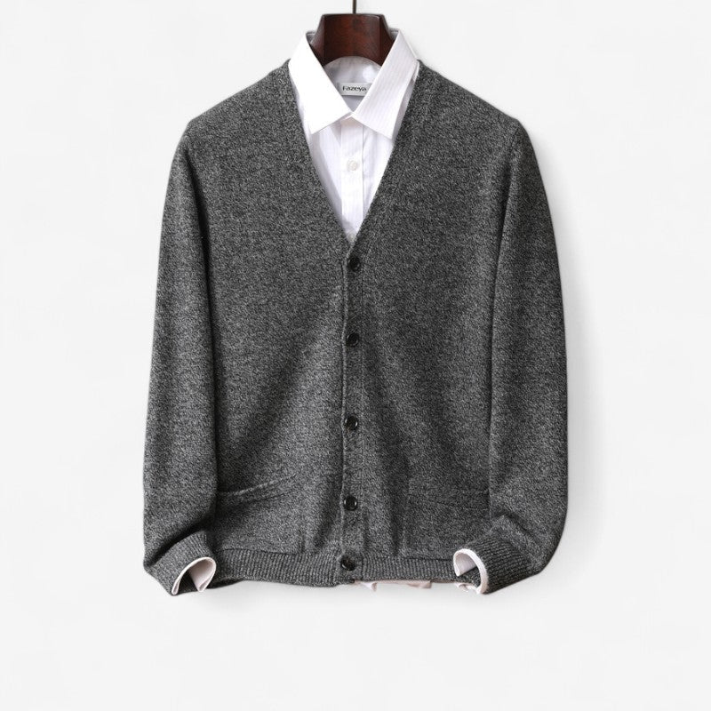 Oliver – Long Sleeve V-Neck Cardigan with Pockets - Image 3