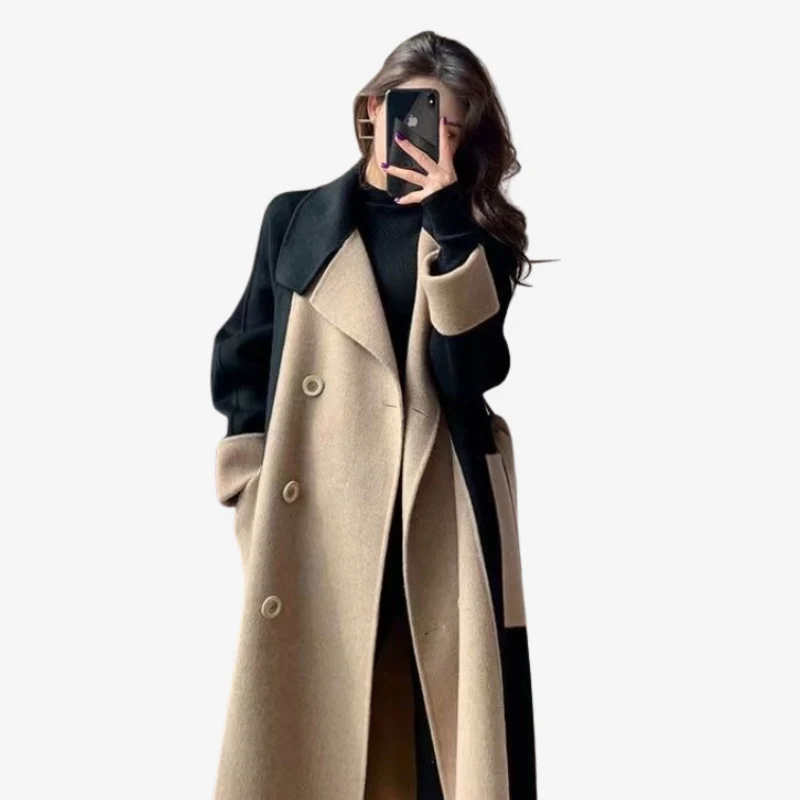 Olivia – Women's Long Sleeve Coat with Adjustable Waistband and Pockets