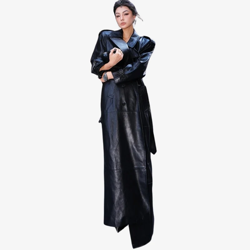 Olivia – Long Sleeve Coat with Down Collar and Adjustable Strap