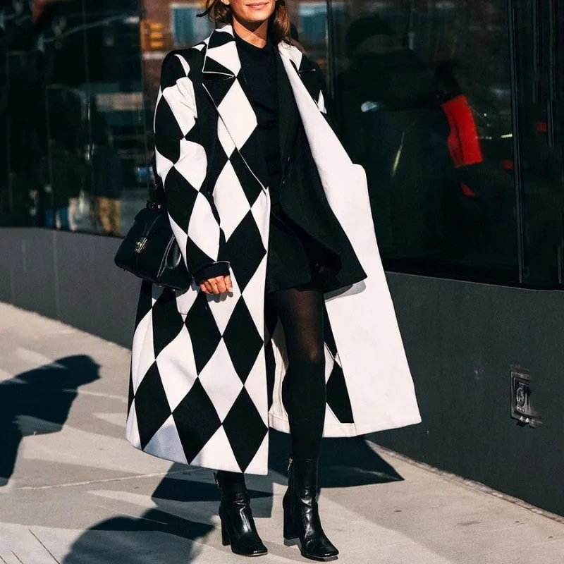 Olivia – Long Sleeve Coat with Down Collar and Print - Image 8