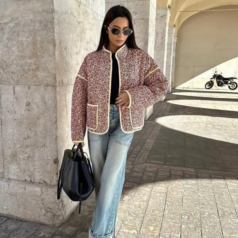 Olivia – Long Sleeve Coat with Floral Print and Pockets - Image 6