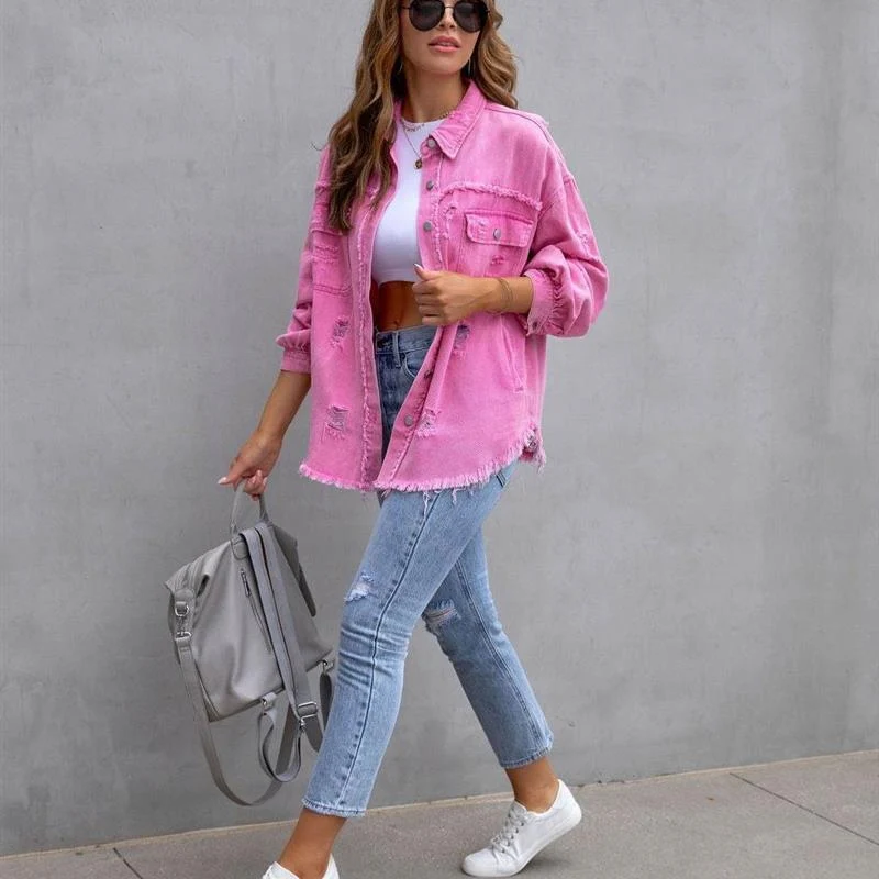 Paige – Long Sleeve Jacket With Button Closure and Down Collar - Image 4