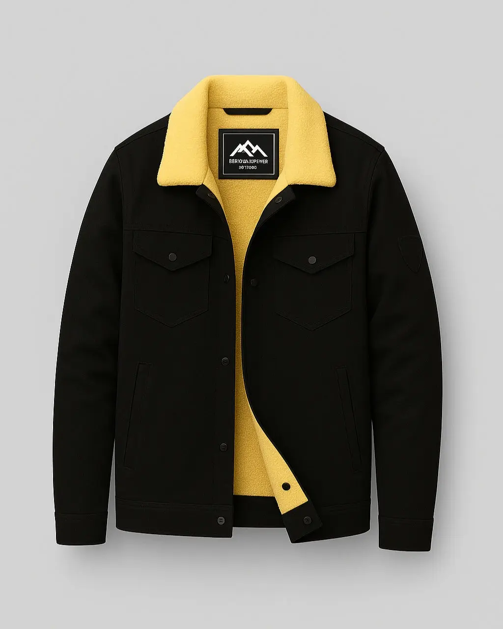 Men's Polyester Bomber Jacket with Button Fastening - Image 3