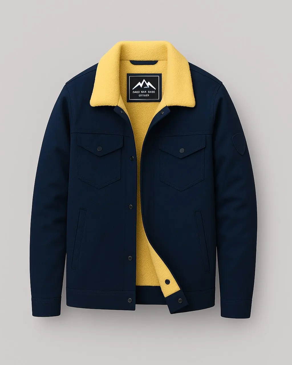 Men's Polyester Bomber Jacket with Button Fastening - Image 4