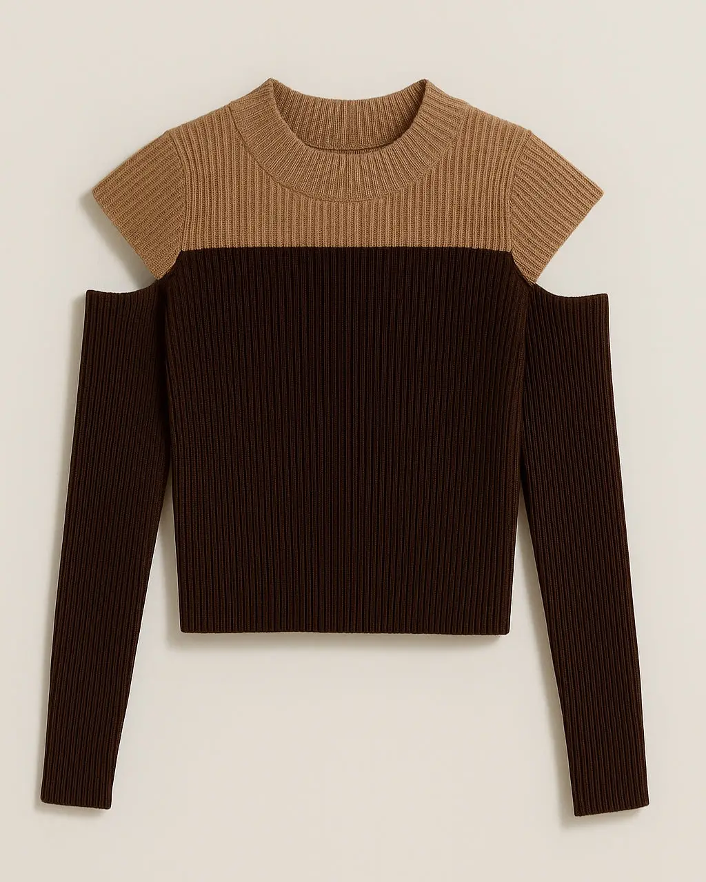 Women's Polyester Knitted Sweater with Patchwork Detail - Image 3