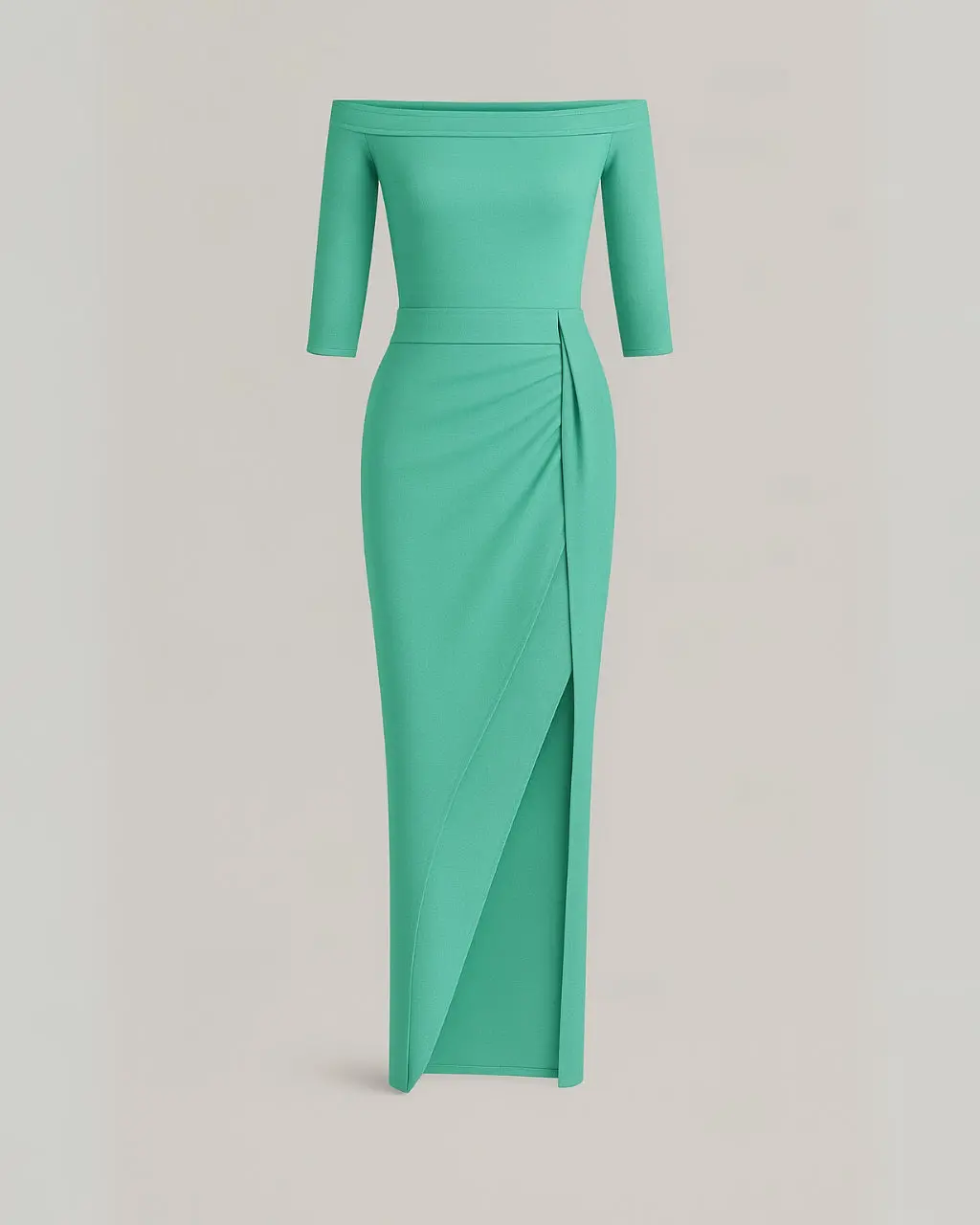 Long Glitter Dress with Short Sleeves made of Polyester - Image 5