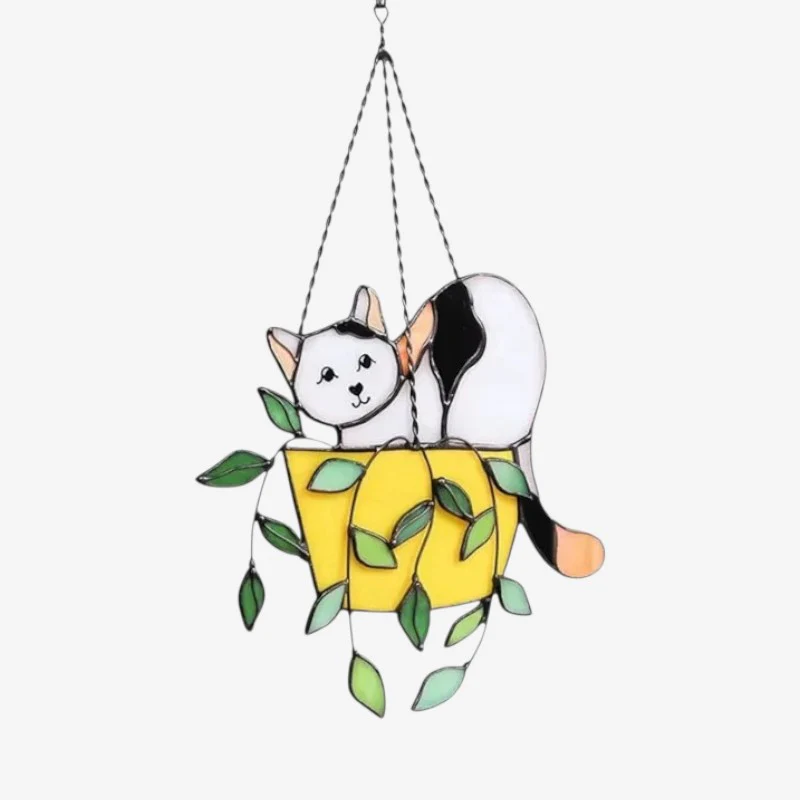 PurrHaven – Hanging Flower Pot with Cat Figure - Image 2