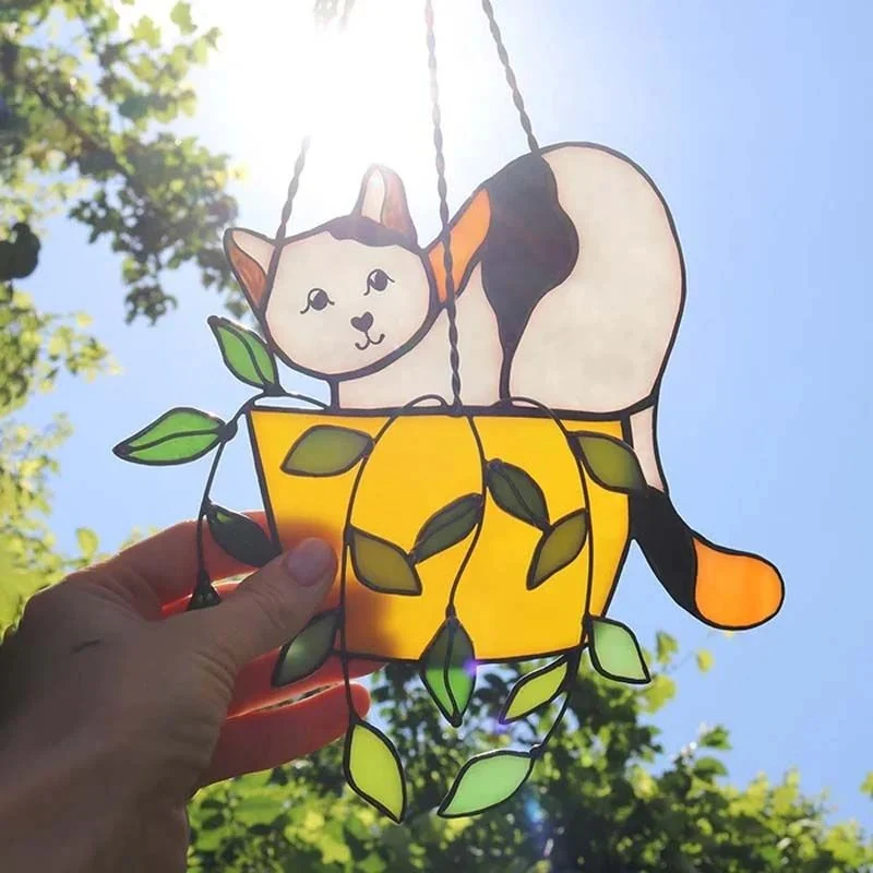 PurrHaven – Hanging Flower Pot with Cat Figure - Image 3