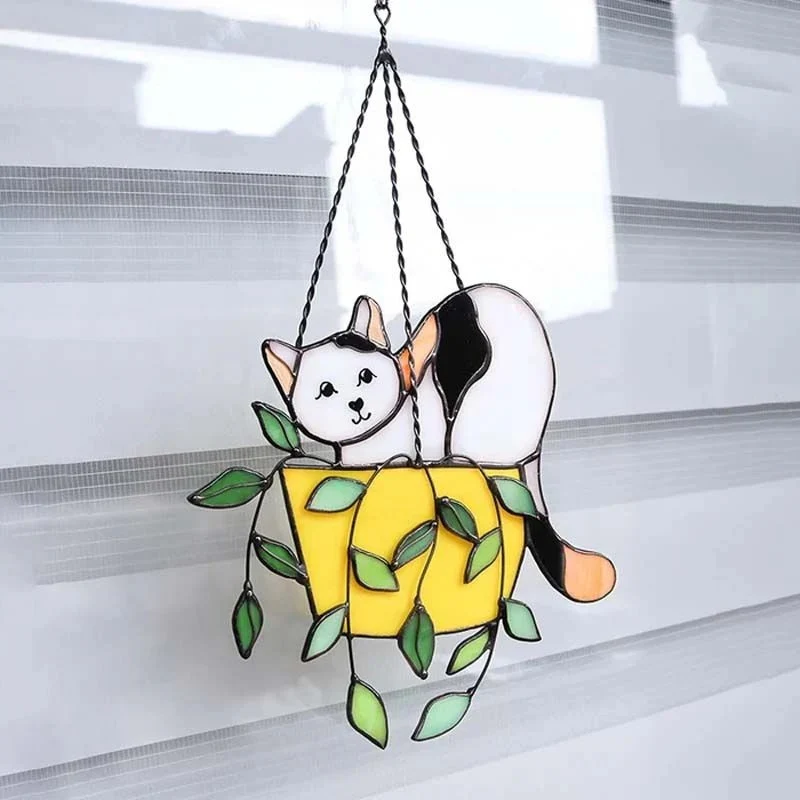 PurrHaven – Hanging Flower Pot with Cat Figure - Image 4