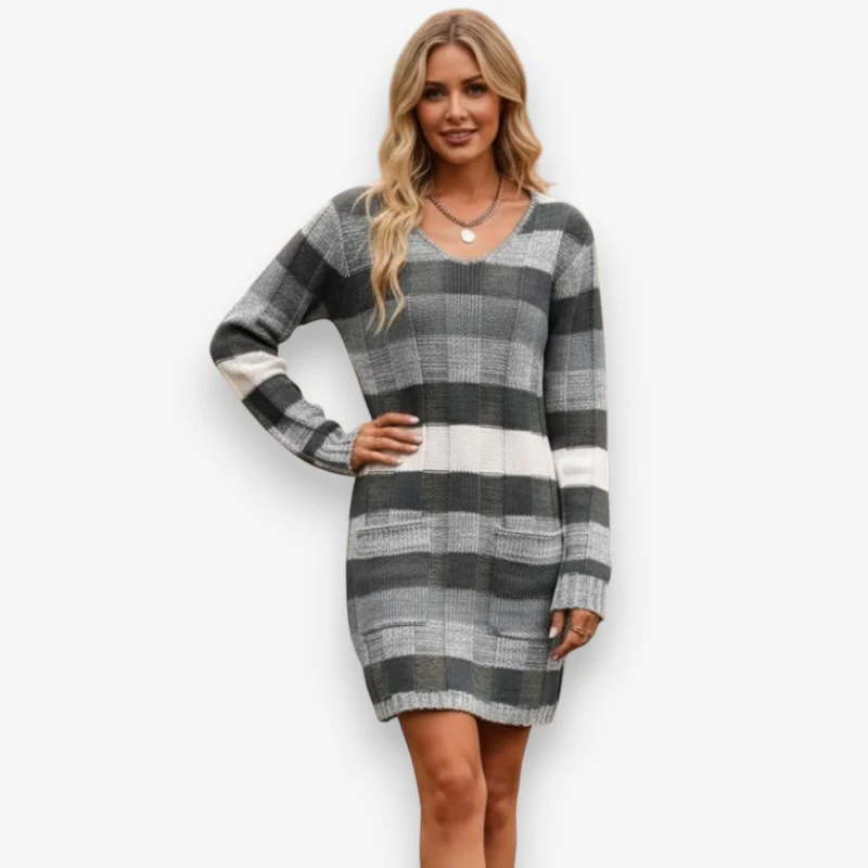 Sara – Women's Long Sleeve V-Neck Sweater - Image 3