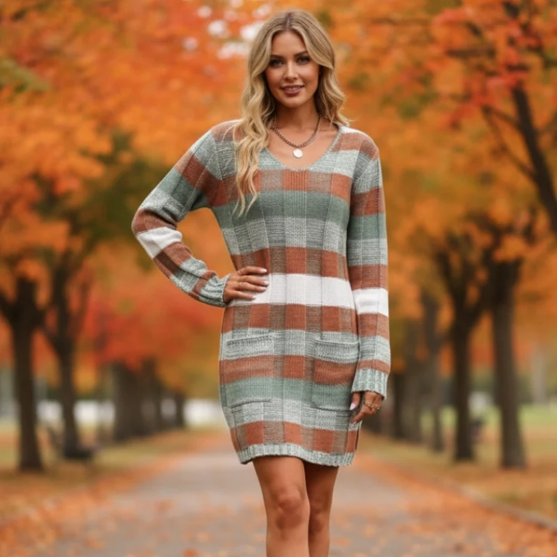 Sara – Women's Long Sleeve V-Neck Sweater - Image 4