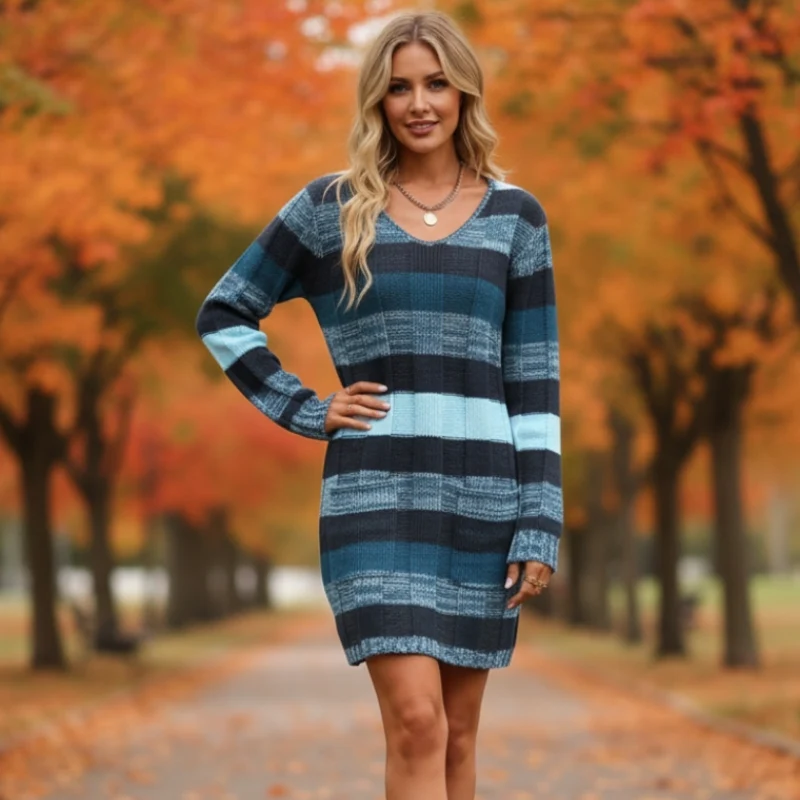 Sara – Women's Long Sleeve V-Neck Sweater - Image 5
