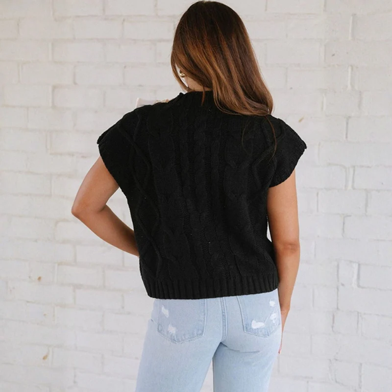 Sarah – Women's Knitted Sweater with Bow Detail and Short Sleeves - Image 7