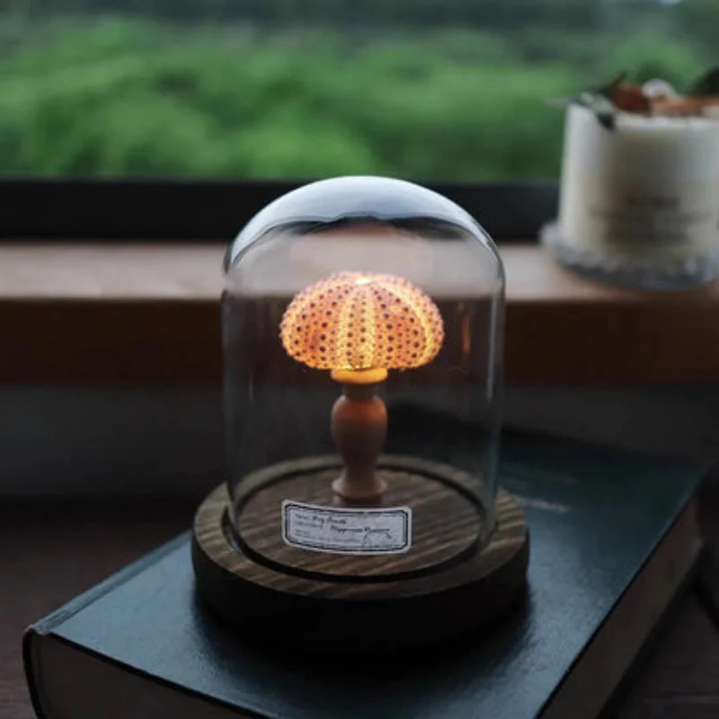SeaLume – Mini LED Glass Bell Jar Lamp with Sea Mushroom Design - Image 4