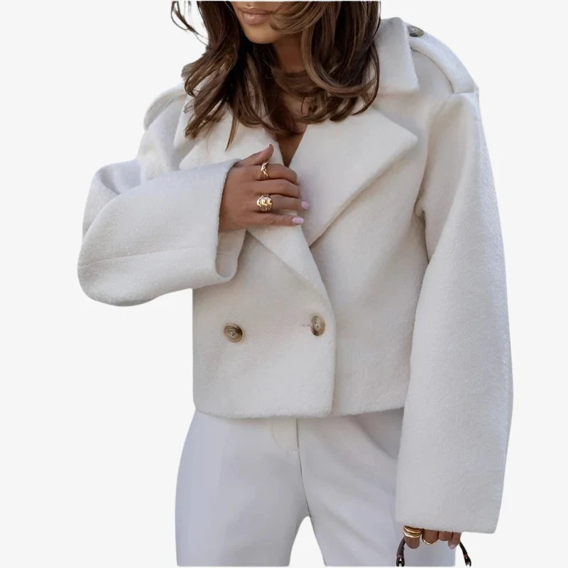 Selene – Long Coat with Notched Collar and Button Closure - Image 3
