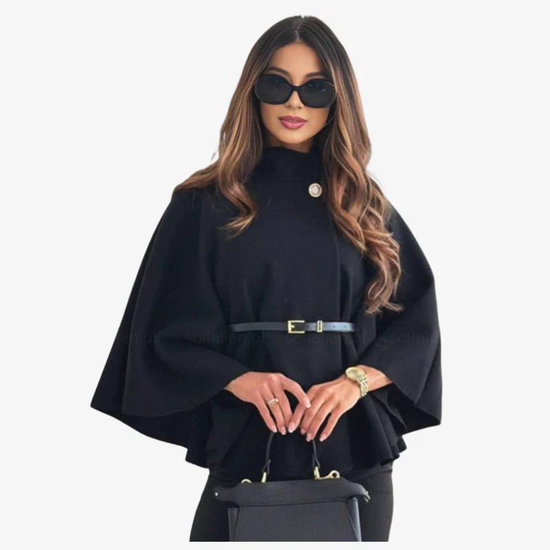 Selina – Long Button-Down Jacket with Stand-Up Collar and Adjustable Belt - Image 2