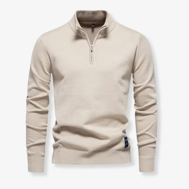 Sennor – Slim-fit Sweater with Zip Fastener at Collar & Long Sleeves - Image 3